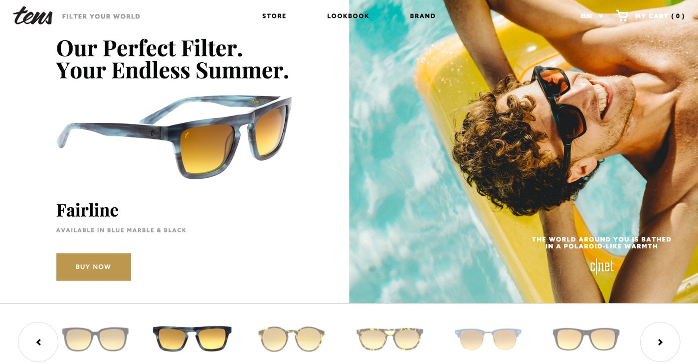 Tens Sunglasses interface example