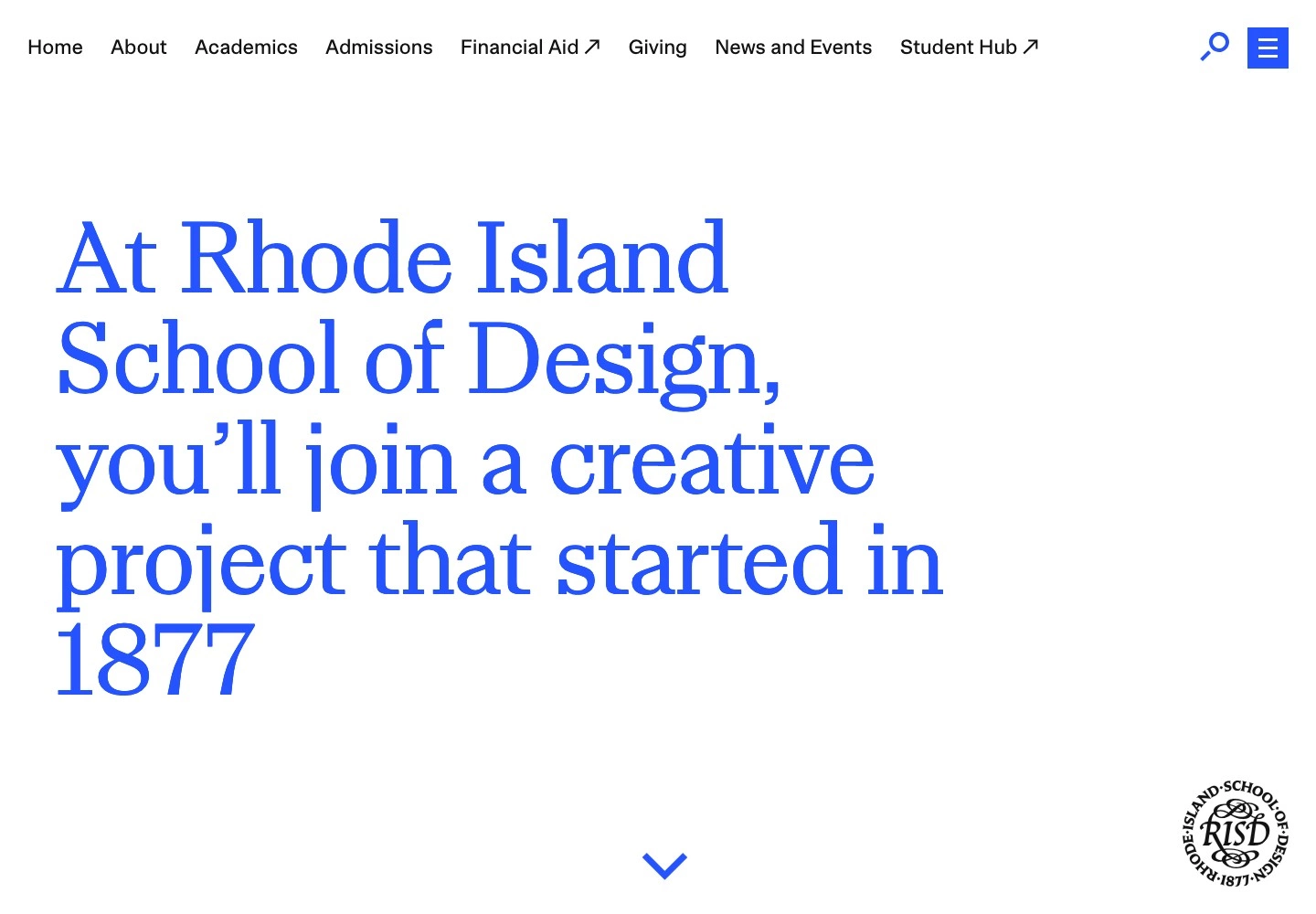 RISD: типографика и навигация главной страницы